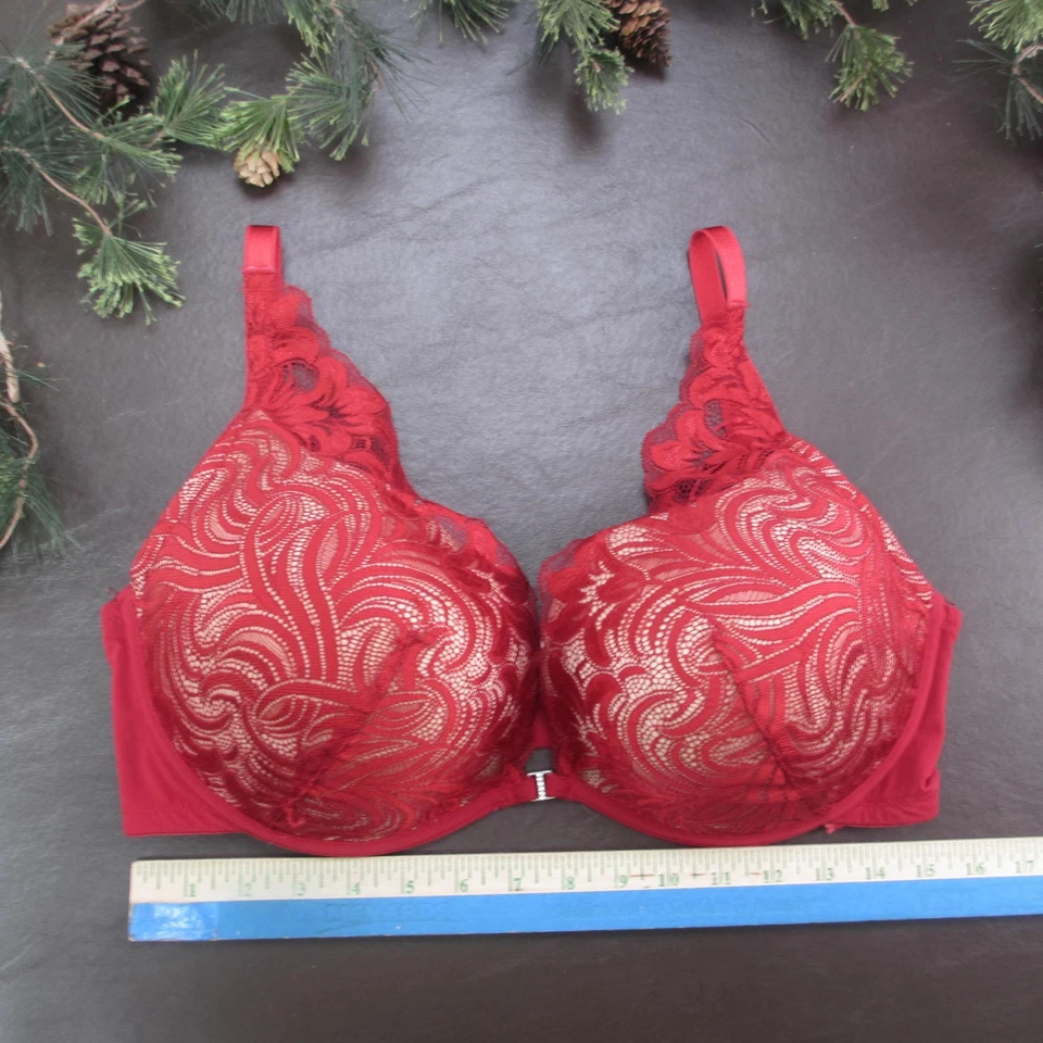 Sujetador Adored by Adore Me para mujer 40DD rojo encaje con aros ligeramente forrado acolchado Foto 2 de 4