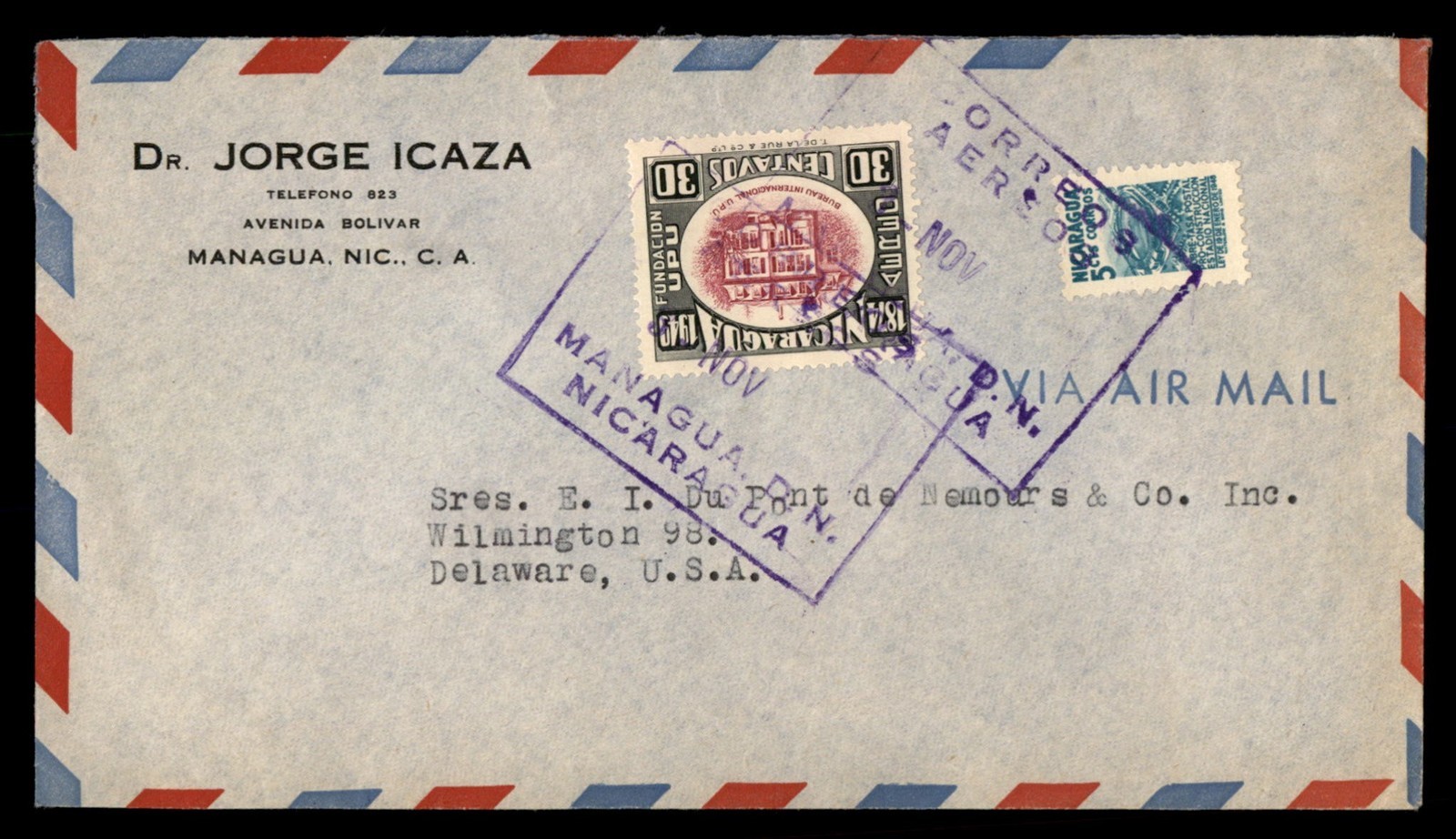 Mayfairstamps Nicaragua Airmail Cover to Wilmington Delaware dda_01713