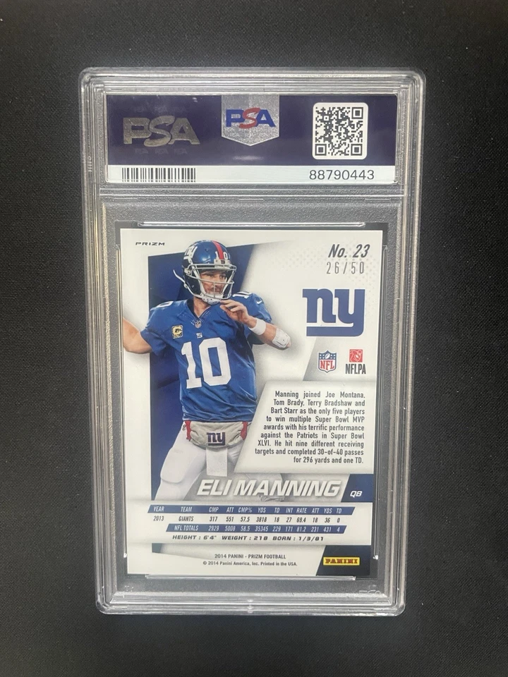 2014 Panini Prizm Eli Manning Team Logo /50  Prizm #23 PSA 10 Giants - Image 2 of 2