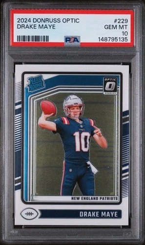 2024 DONRUSS OPTIC DRAKE MAYE RC 229 PSA 10 GEM MINT NEW ENGLAND PATRIOTS