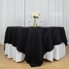 90" x 90" BLACK Premium Polyester Square TABLECLOTH Party Events Decorations