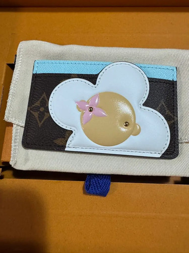 Louis Vuitton Monogram Flower Porte Cartes Simple Card Case Slim Leather used JP