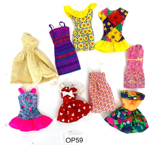 Lot Of 9 Floral Boho Vintage Barbie Short Dresses 90's & 70's Cotton Retro Style