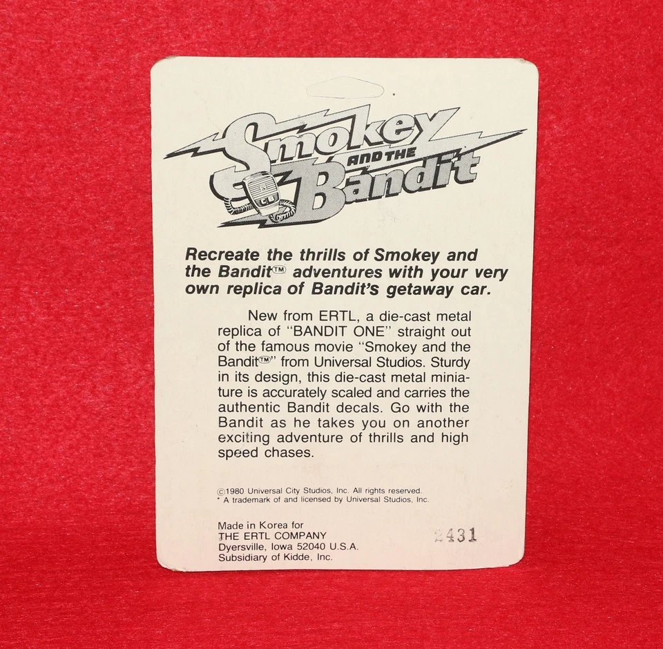 Ertl 1980 Pontiac Firebird Smokey & The Bandit Trans Am 1/64 #1883 MOC - Image 2 of 3