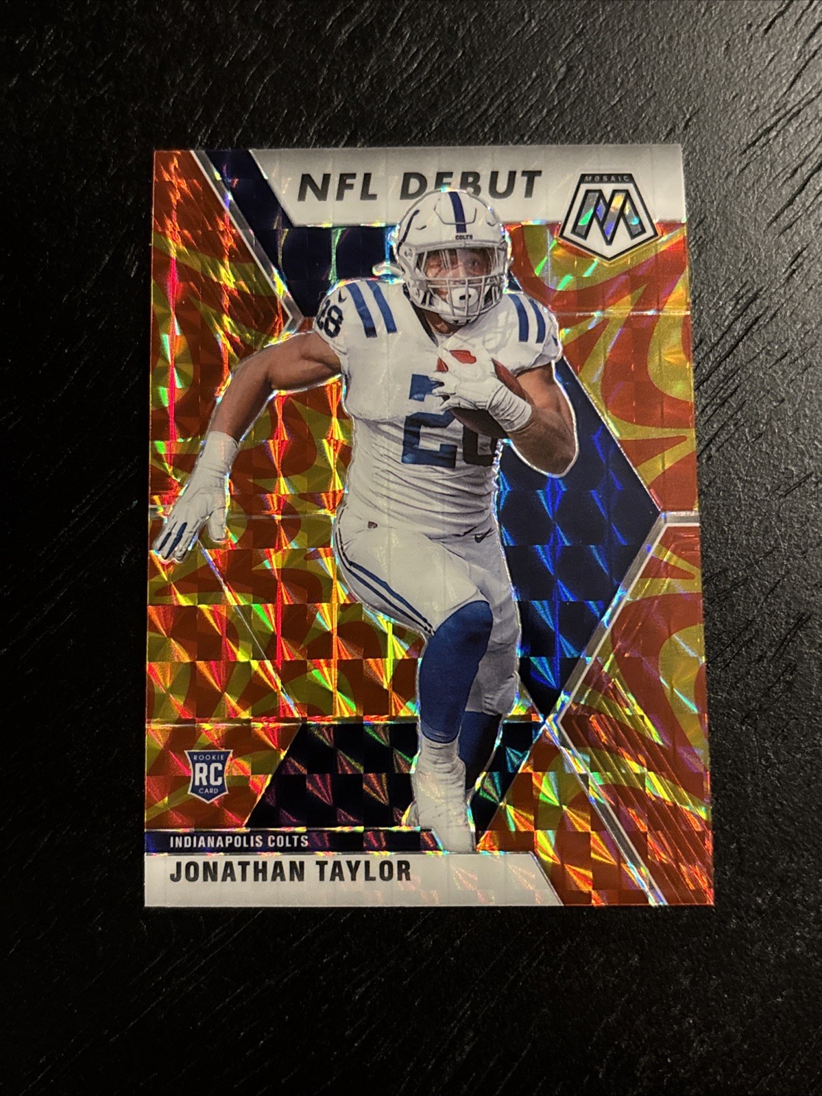 2020 Panini Mosaic NFL Debut Jonathan Taylor #276 Reactive Gold Mosaic Prizm Rc