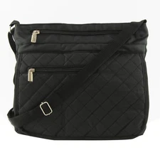 Gold Coast Quilted Multi-Compartment Black Nylon RFID Crossbody Handbag