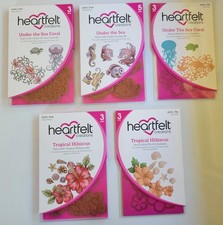 5x Heartfelt Creations: Under the Sea/Coral/Tropical Hibiscus Stamps and Dies