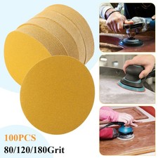 6" Inch 80 120 180 Grit 100-PACK DA Sanding Disc Hook Loop Sandpaper