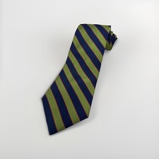Brooks Brothers Makers Navy Green Striped Repp Silk Tie 3.75  Wide 59  Long