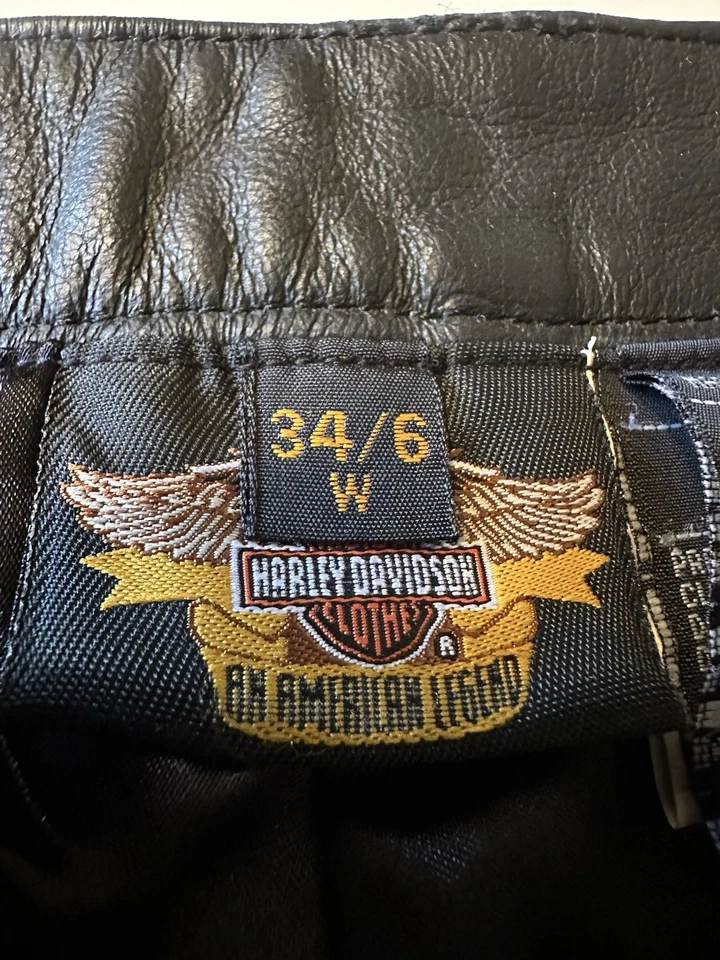 Leather Pants Harley Davidson Women’s Size 34/6 Black 5 Pocket 03402 - Image 4 of 4