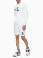 Calvin Klein Monogram Pullover Fleece Hoodie, Bright White, Men’s Size Large