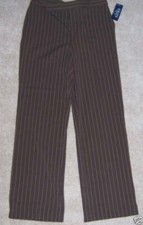 CHAPS Brown Stripe Wide Leg Dress Pants Size 4 Inseam 32 NWT