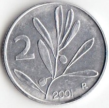 LIRE 2 APE REPUBBLICA ITALIANA 2001 FIOR DI CONIO OCCASIONE