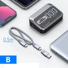 Docking Station Hub Type C Splitter Adapter Multi Ports with SD Card Reader New