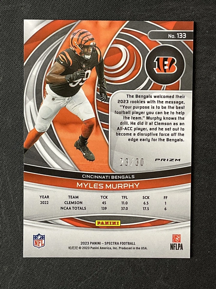 2023 Spectra #133 Myles Murphy Cincinnati Bengals Spectris Prizm RC! /30 - Image 2 of 2