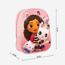 Zaino Asilo 3d Gabby, Zainetto per la Scuola Tempo Libero 25x31x10 cm Rosa