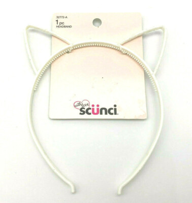 Scunci Cat Ear Headband White Glitter Halloween Cosplay #32772