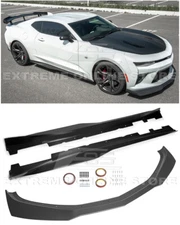 For 16-Up Camaro SS | ZL1 1LE Style Front Lip Splitter & Side Skirt Rocker Panel