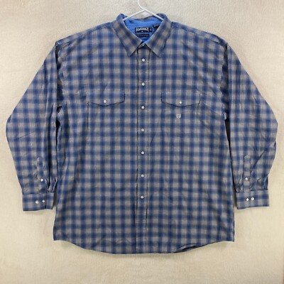 PANHANDLE SLIM Mens XXL Plaid Pearl Snap Western Button Up Long Sleeve Cotton