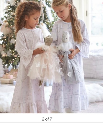 Monique Lhuillier & Pottery Barn Kids girls 8 nightgown toile Paris scene ruffle - Picture 8 of 8