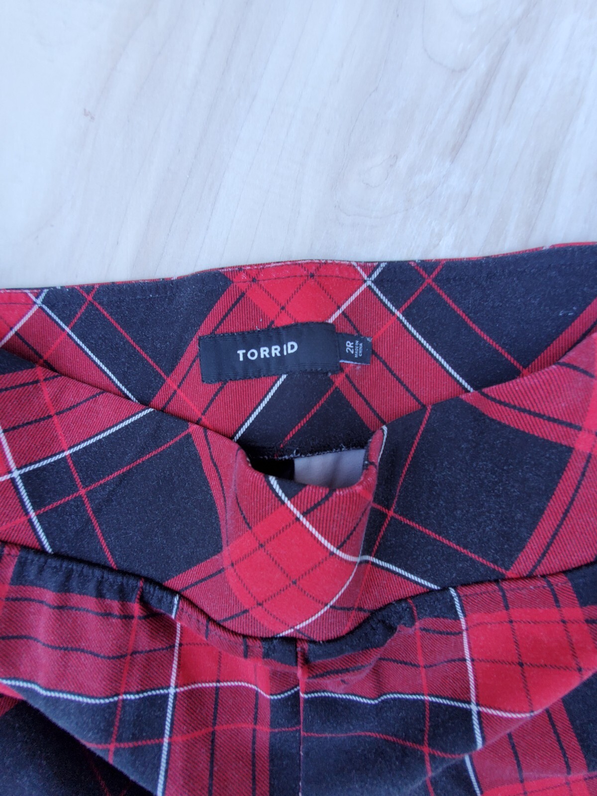 Torrid Pixie Red Black Plaid Pull On Tummy Contro… - image 3