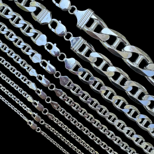 Real Solid 925 Sterling Silver Mariner Link Chain Or Bracelet ITALY 2.5mm-16mm - product listing photo