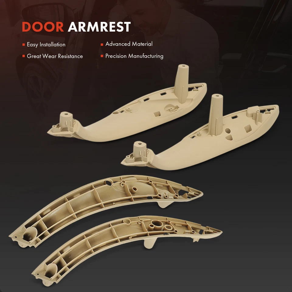 Conjunto de guarnição de maçaneta interna bege frontal e traseira 4 peças para BMW F30 320i 2013-2018 - Imagem 3 de 4