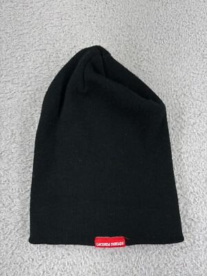 Lacorda Threads Beanie Toque Adult One Size Black Knit 100% Acrylic Ski Snowboar