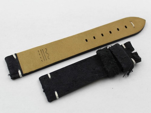 Dark Blue Nubuck Leather Strap 22/20mm Sport Watch Accessories Made In Italy - Picture 2 of 4