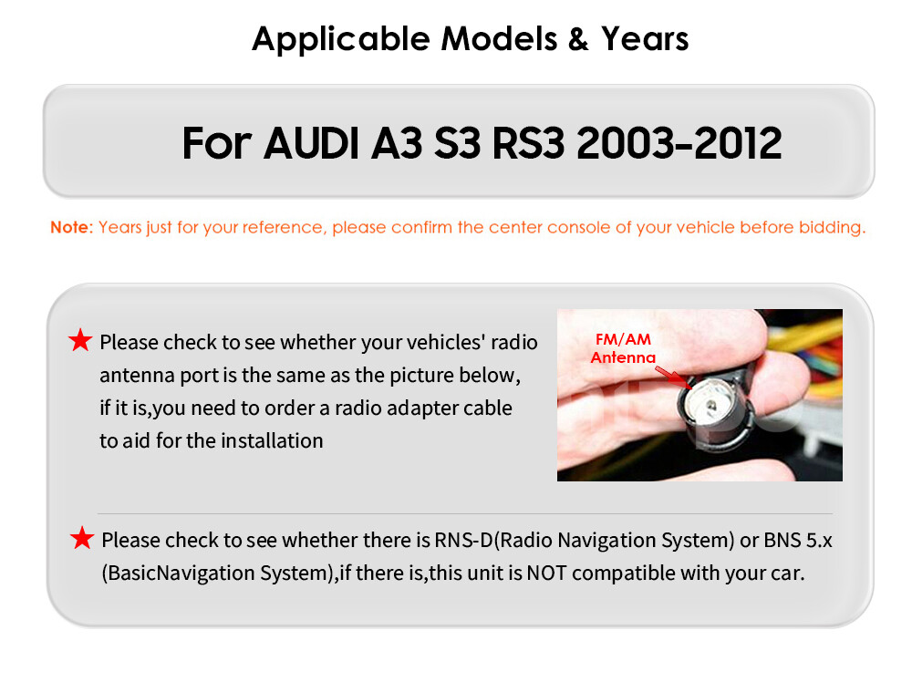 For Audi A3 2003-2013 Car Stereo Radio Fit Apple Carplay Android Auto GPS Wifi E