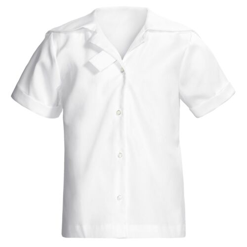 Lands End - Girls 6X - NIP  Solid Crisp White Sailor Collar Uniform Blouse Shirt - Picture 1 of 2