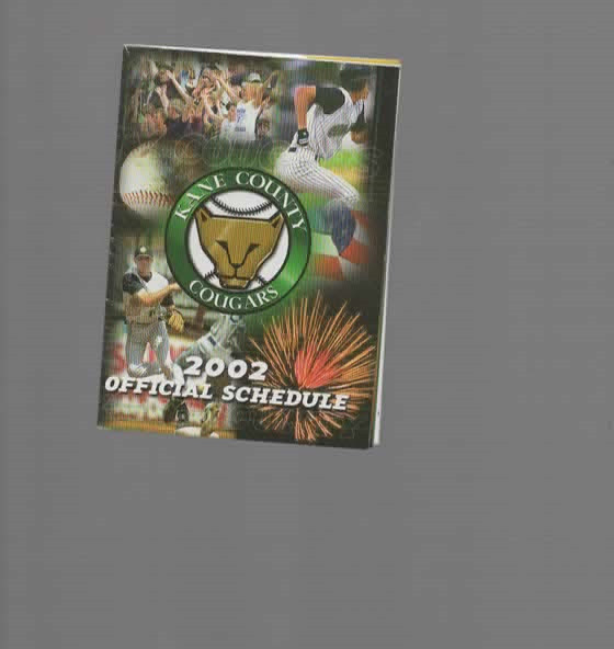2002 KANE COUNTY COUGARS POCKET SCHEDULE