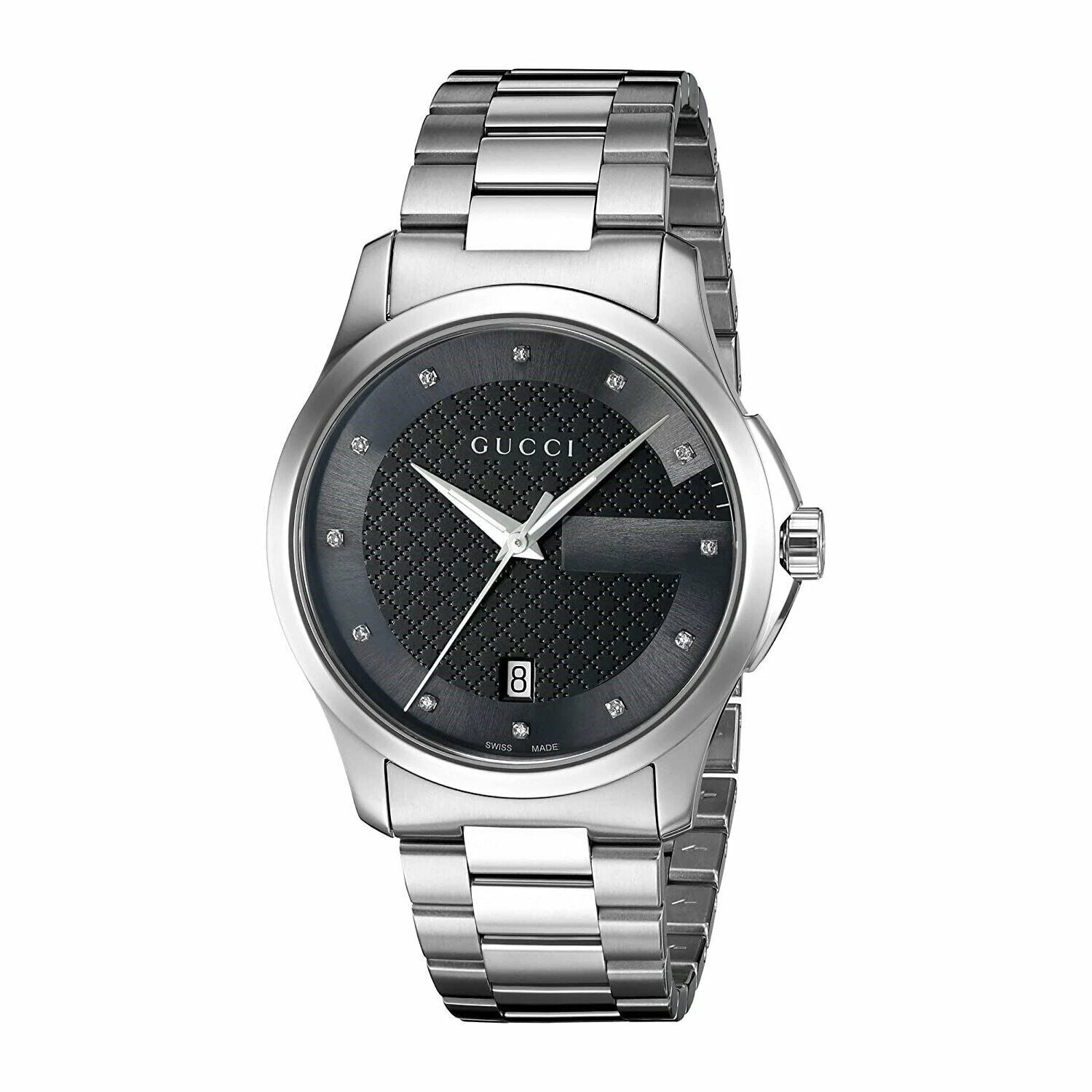 Montre pour homme GUCCI YA126456 G Timeless Date cadran noir diamant série 126,4