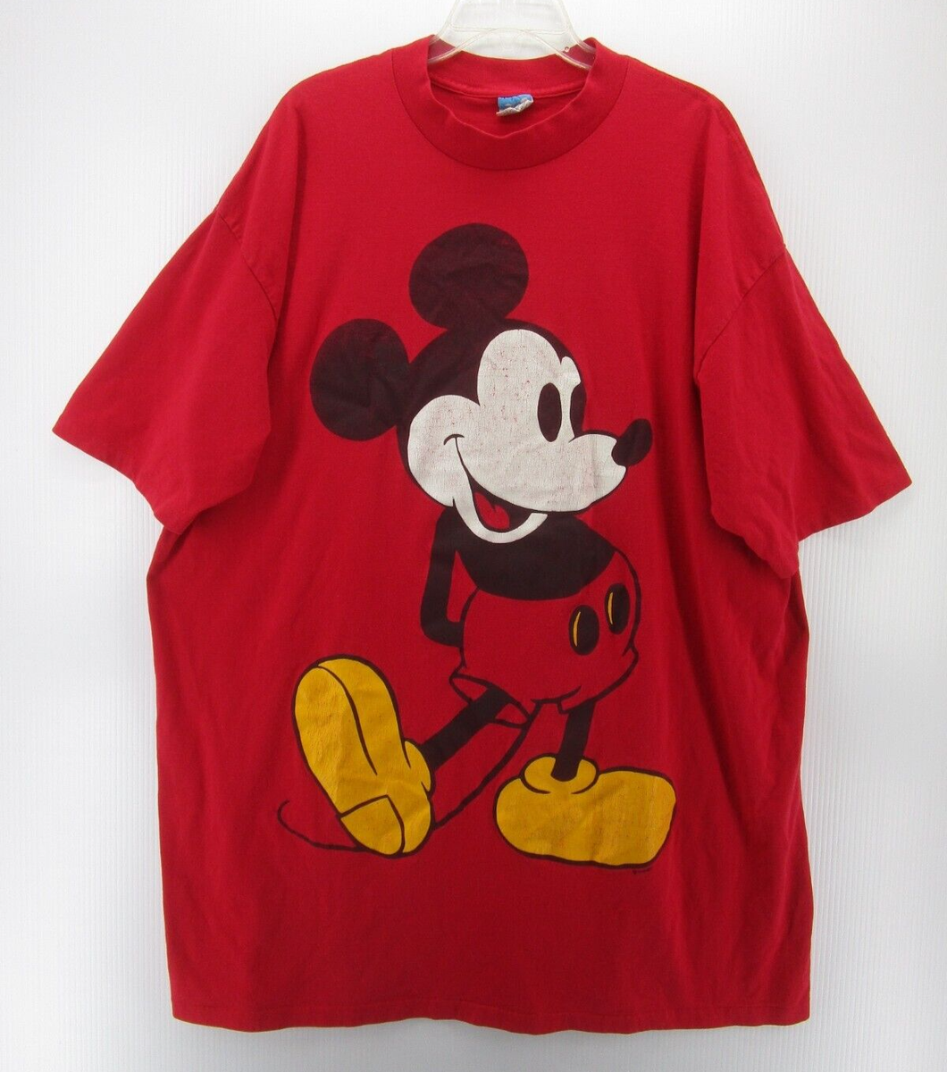 VINTAGE Mickey Mouse Shirt Men One Size Red Disney Graphic 80s 90s