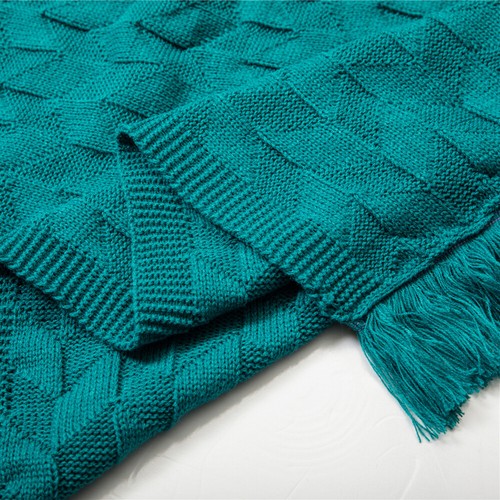 Soft Knitted Throw Thread Sofa Plain Blanket Bed Towel Office Tassel Blankets - Picture 40 of 71