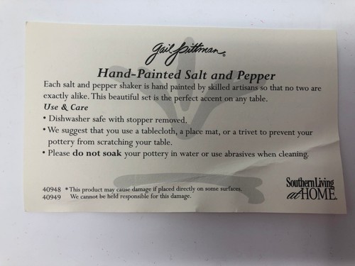Southern Living Gail Pittman Hand-Painted Salt and Pepper Shaker Set Siena - Picture 6 of 7
