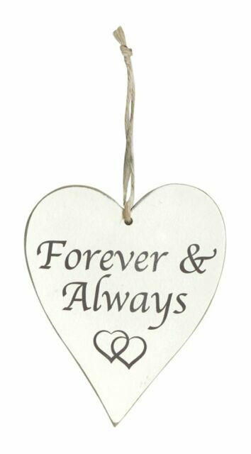 Forever and Always Wooden Heart Wall Hanging in White by Eleganza