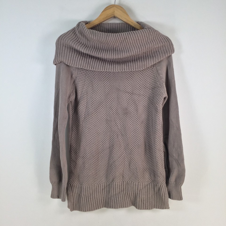 Target womens knit jumper size XS taupe grey roll neck long sleeve cotton 082164
