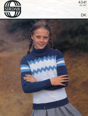 Sirdar 4341 Kinder Pullover DK 22-30'' Vintage Strickmuster V2