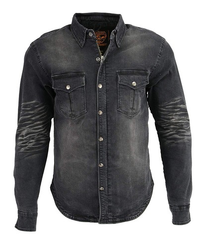 HERREN MOTORRAD DENIM SHIRT SCHULTERN ELLBOGEN VERSTÄRKT mit ARAMIDFASER - SADP - Bild 5 von 7