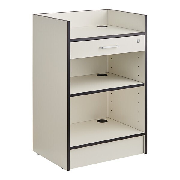 Restaurant Cash Register Stand with Locking Drawer in White
