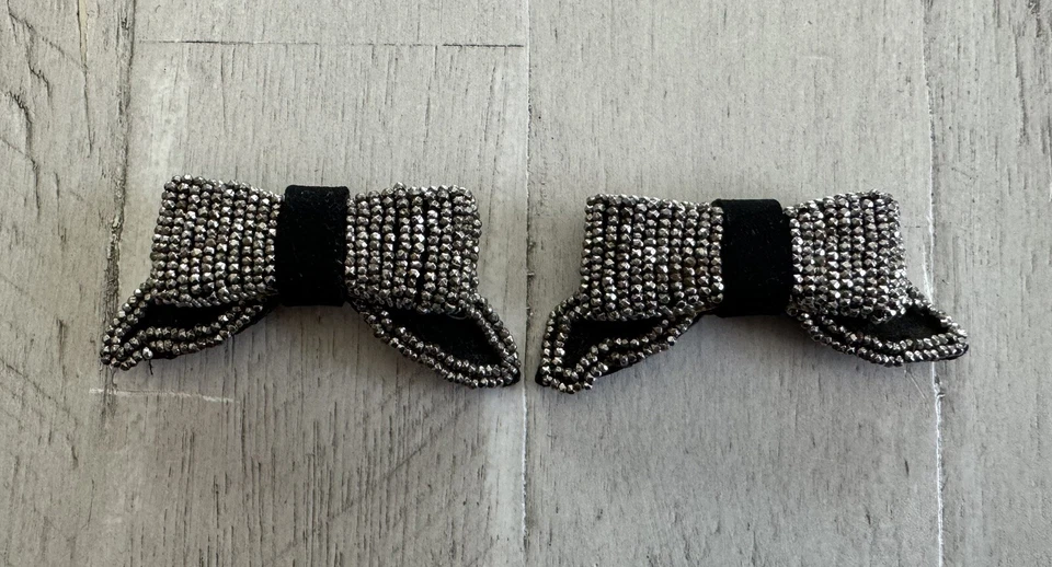 De colección/antiguo Negro Micro Acero Necesario Zapatos Clips Arcos cosidos a mano Foto 2 de 4