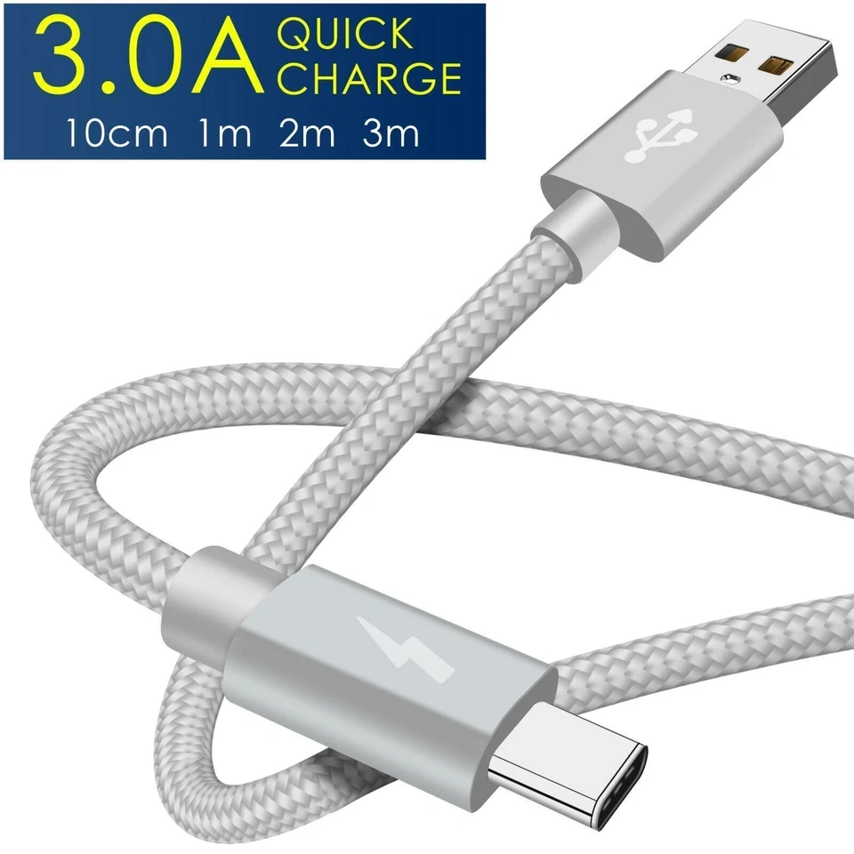 USB A to Type C Cable 6A 66W Fast Charger Braided Long Lead 0.25M 1M 2M 3M - Image 4 of 4