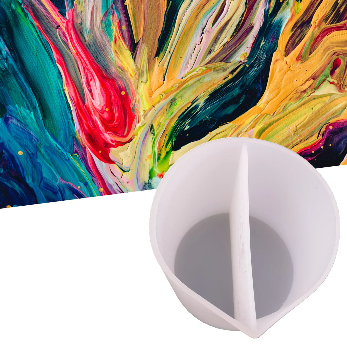 Silicone Pour Split Cups Color Mixing Painting Cup For Acrylic Paint Resin  Arts | Ebay