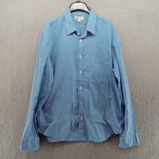 J Crew Shirt Mens XL Blue Gingham Check Slim Fit Thomas Mason Premium Fabric