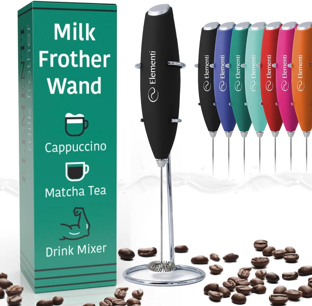 Milk Frother Wand & Matcha Mixer, Mini Electric Whisk for Coffee - Frother for C
