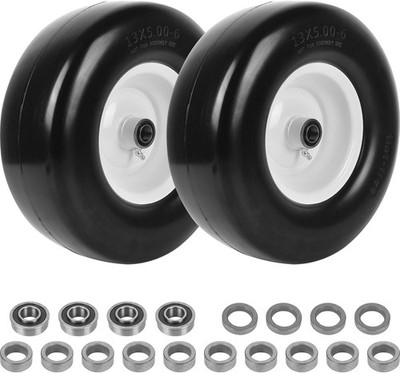 AR-PRO (2 Pack) 13 x 5.00-6'' Flat Free Tire and Wheel, Replacement Solid Lawn...