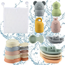 Jouet Bain Bébé, 16 Pièces Jouets De Bain Jouets À Presser Sensoriels Avec Batea