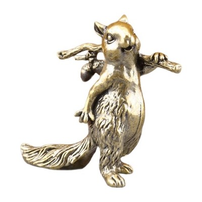 Mini Messing Sammler Skulptur mit einem Eichhörnchen, ideal