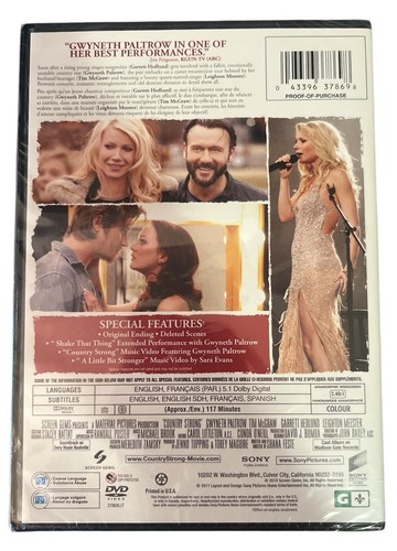 COUNTRY STRONG - SELLADO (DVD, 2011) Música, Gwyneth Paltrow, Tim McGraw - Imagen 2 de 2